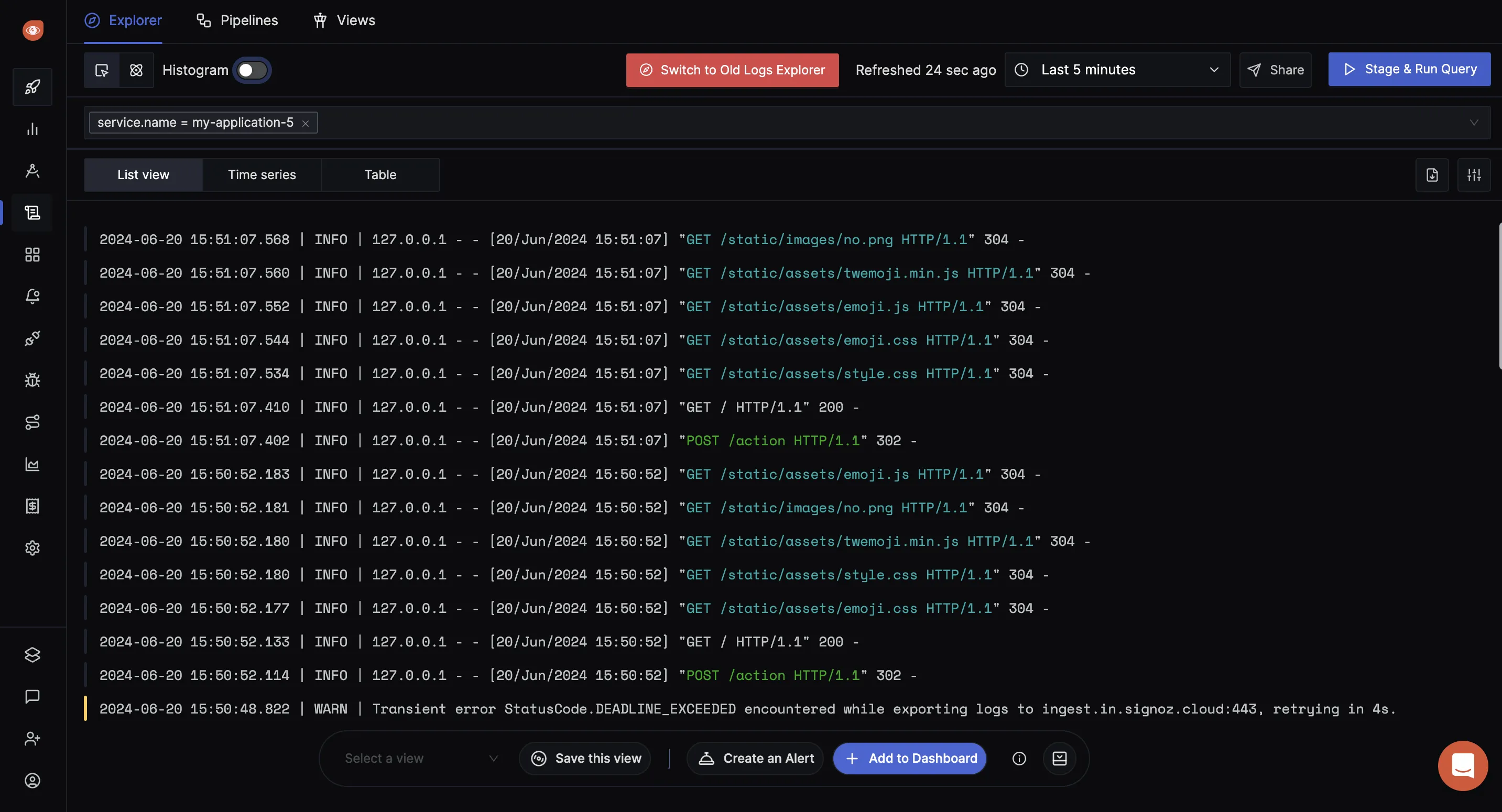 Logs from your Flask application