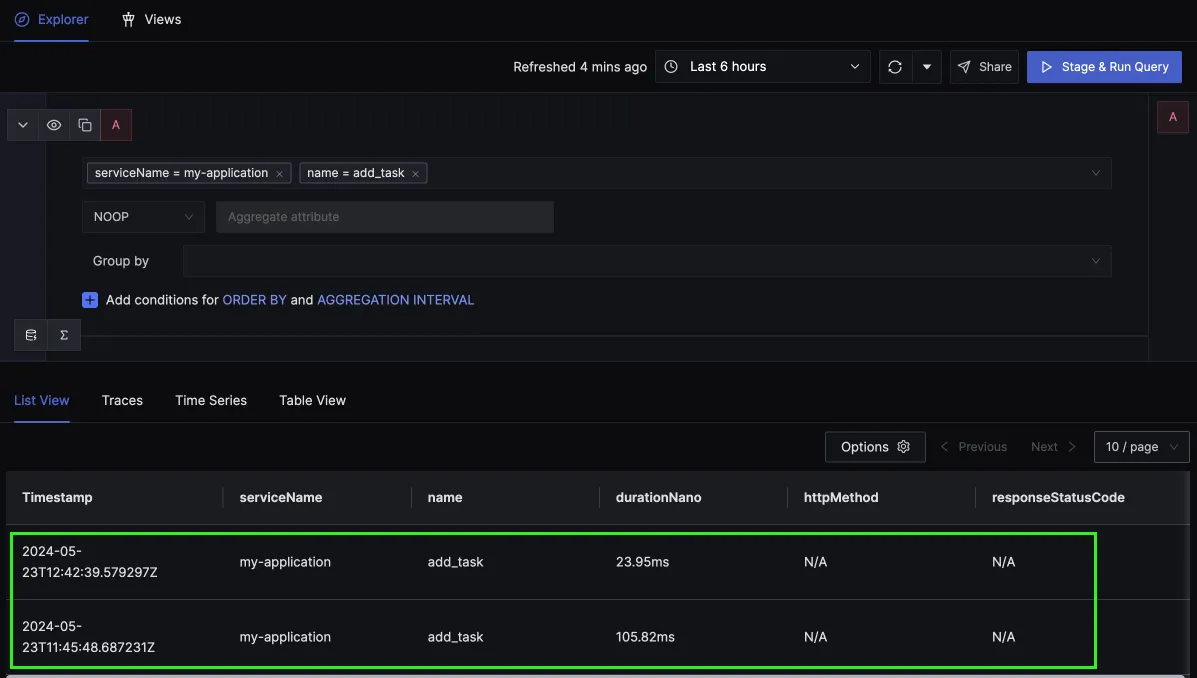 You can check out the manual spans in the Traces tab of SigNoz after filtering for your service